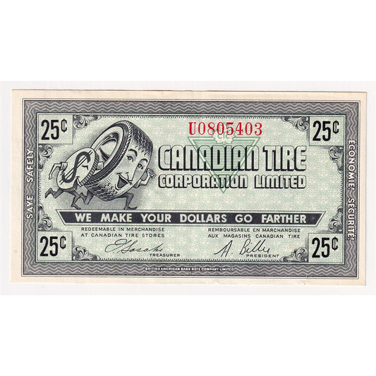G7-E-U1 1972 Canadian Tire Coupon 25 Cents Extra Fine