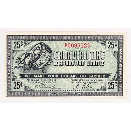 G7-E-V2a  Serifs 1972 Canadian Tire Coupon 25 Cents Almost Uncirculated