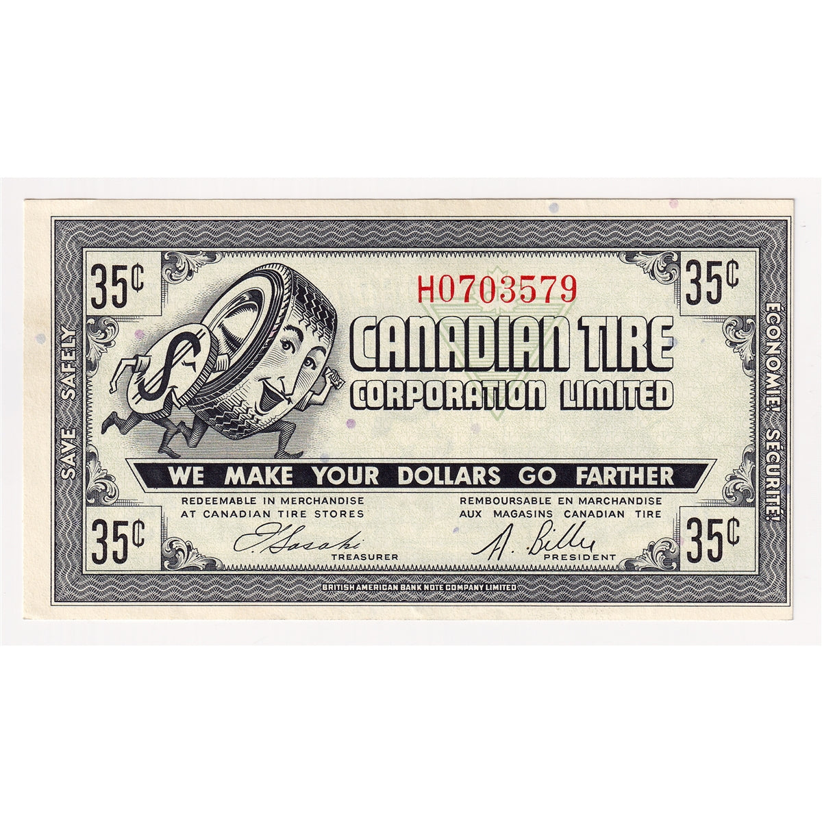 G7-G-H 1972 Canadian Tire Coupon 35 Cents AU-UNC