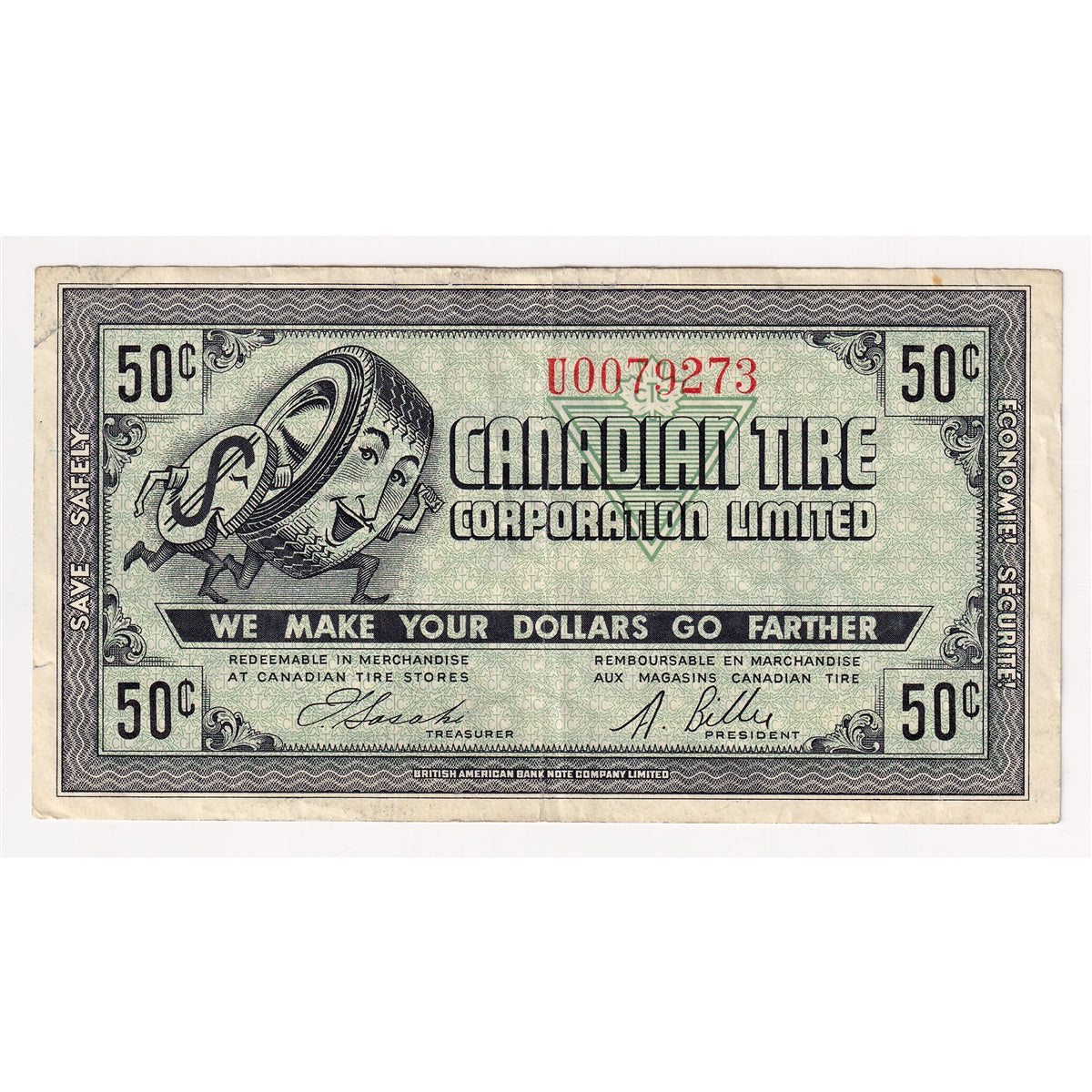 G7-J-U 1972 Canadian Tire Coupon 50 Cents VF-EF