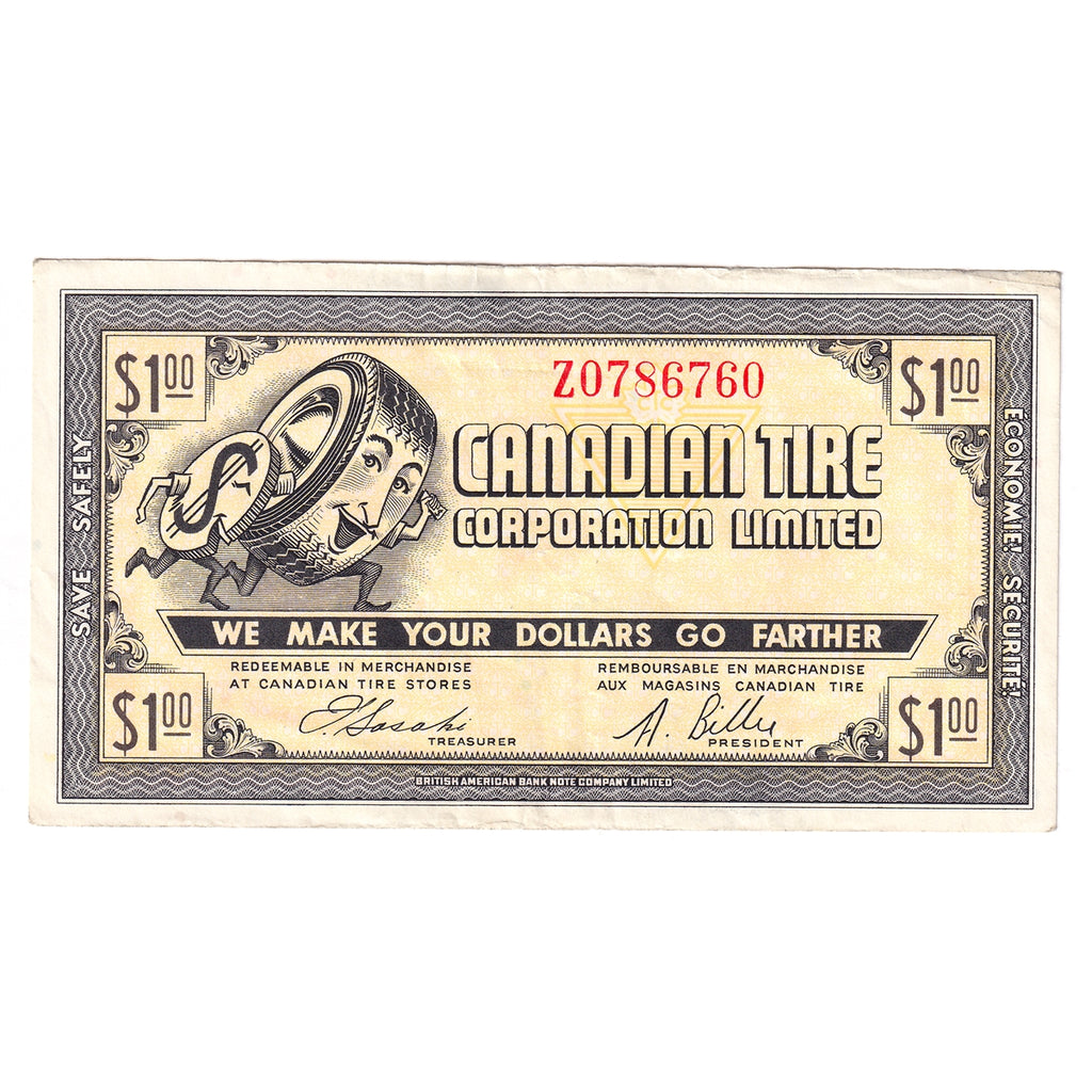 G8-E-Z2 Small Serifs 1978 Canadian Tire Coupon $1.00 VF-EF