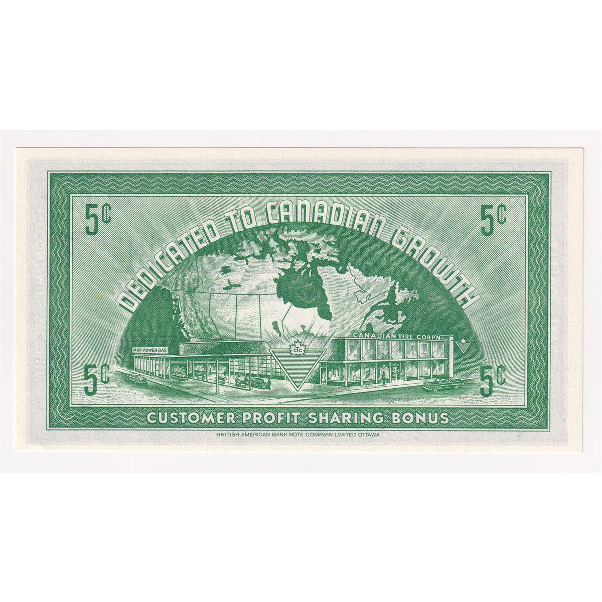 G9-A-S1 Large Serifs 1985 Canadian Tire Coupon 5 Cents Uncirculated
