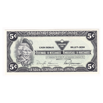 S8-B-AZ1 White C 1985 Canadian Tire Coupon 5 Cents Uncirculated