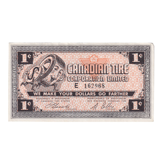 G3-A-E 1962 Canadian Tire Coupon 1 Cent Almost Uncirculated