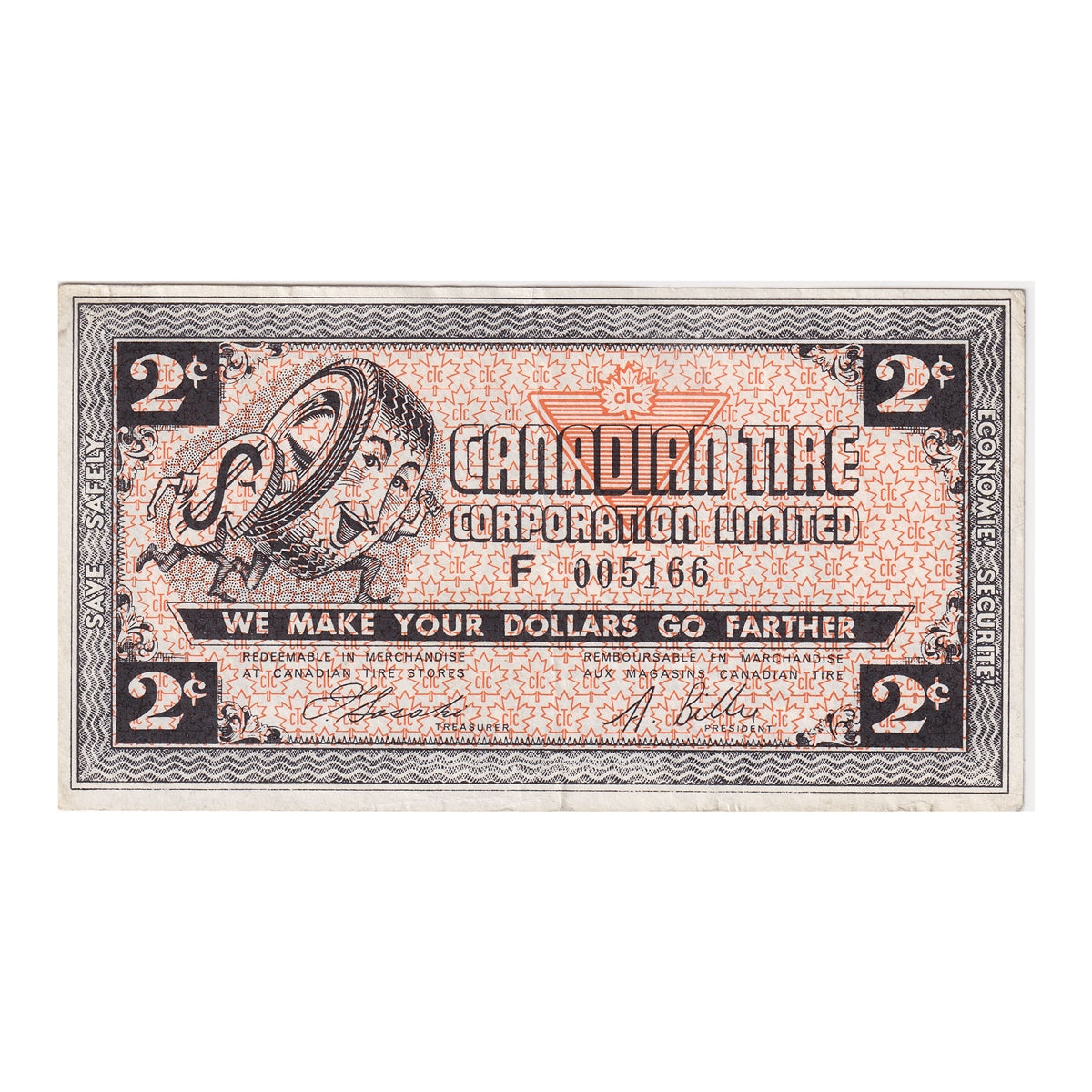 G3-B-F 1962 Canadian Tire Coupon 2 Cents Extra Fine