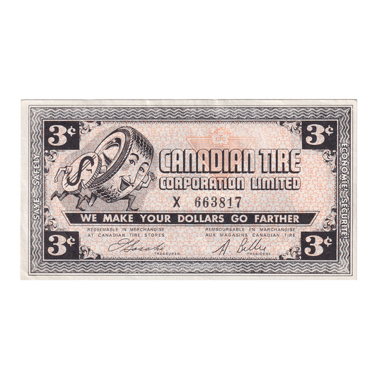 G3-C-X No Mor Power 1962 Canadian Tire Coupon 3 Cents EF-AU