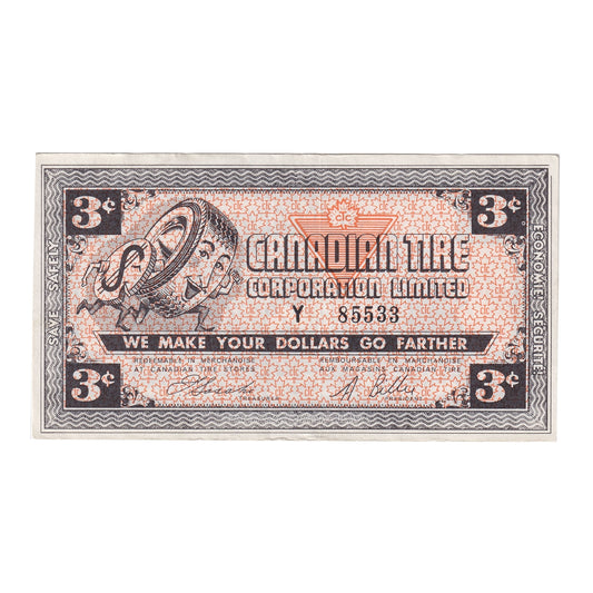 G3-C-Y No Mor Power 1962 Canadian Tire Coupon 3 Cents Extra Fine