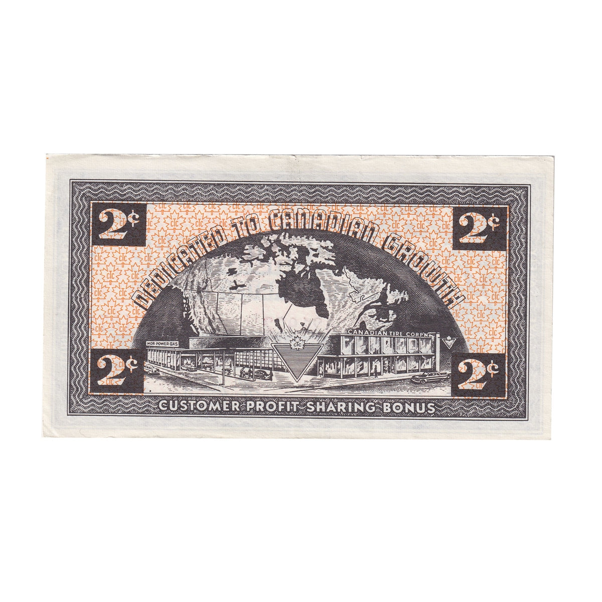 G4-B-Y 1962 Canadian Tire Coupon 2 Cents AU-UNC