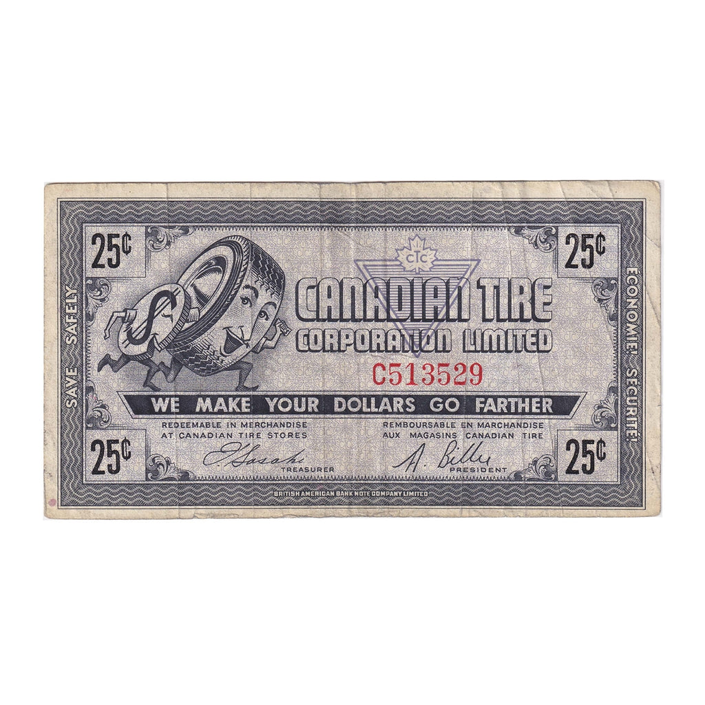 G5-C-C 1964 Canadian Tire Coupon 25 Cents F-VF