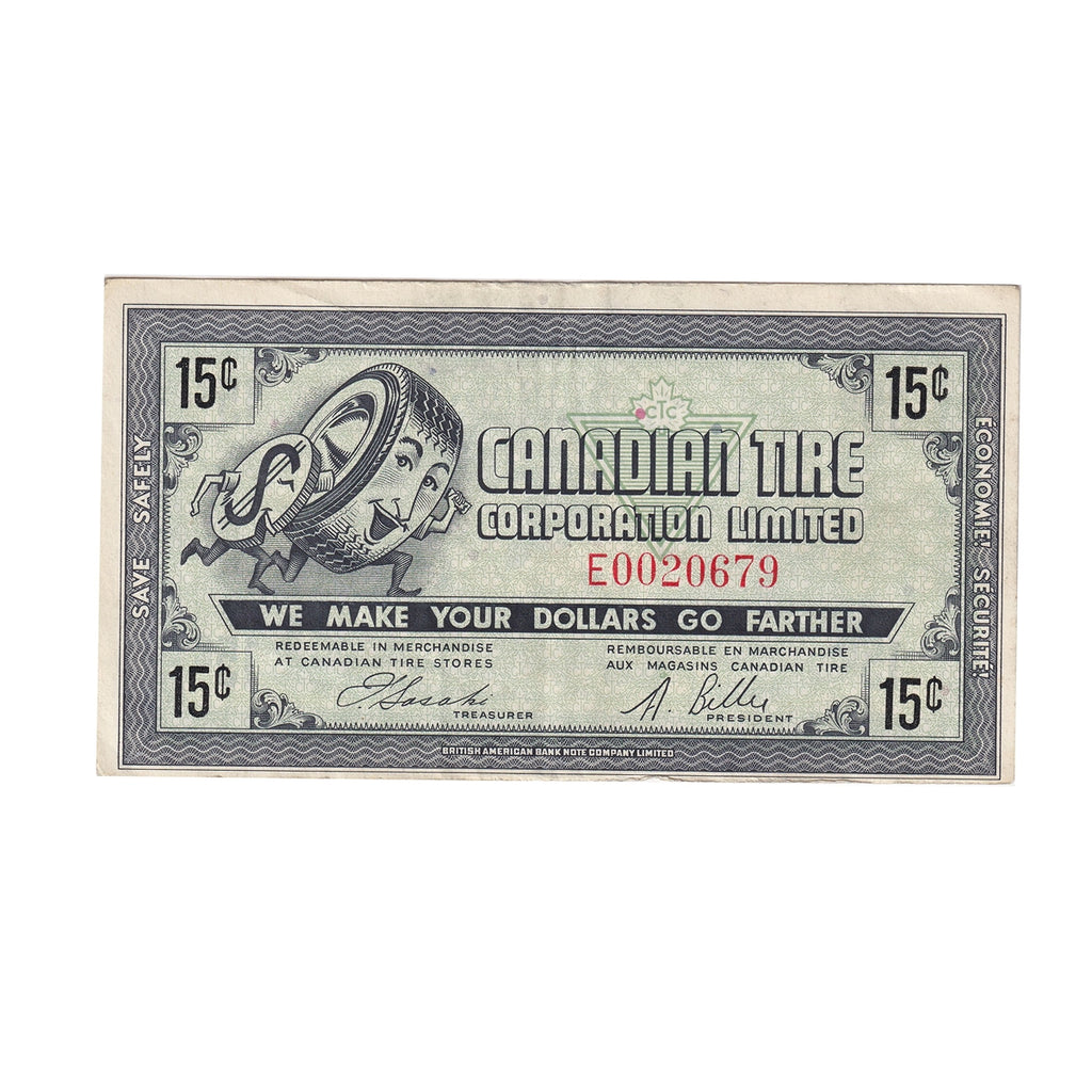 G6-C-E 1968 Canadian Tire Coupon 15 Cents VF-EF