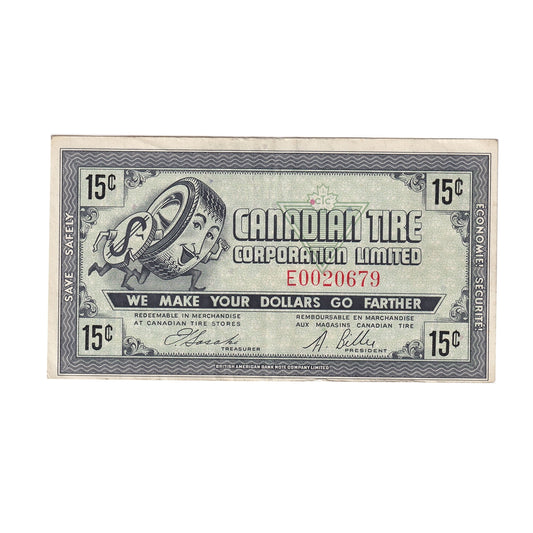 G6-C-E 1968 Canadian Tire Coupon 15 Cents VF-EF