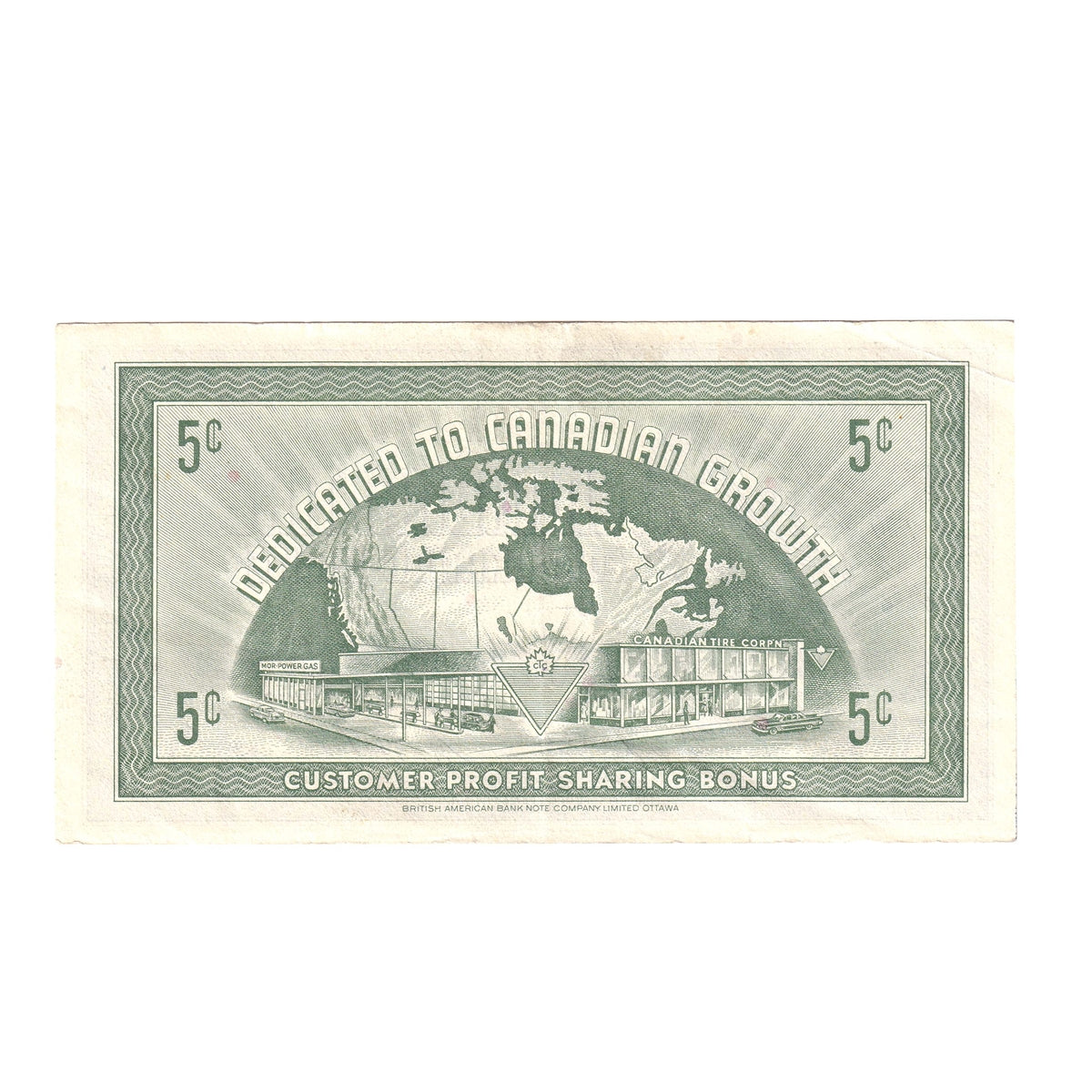 G7-A-S2b Inverted Serifs 1972 Canadian Tire Coupon 5 Cents Extra Fine