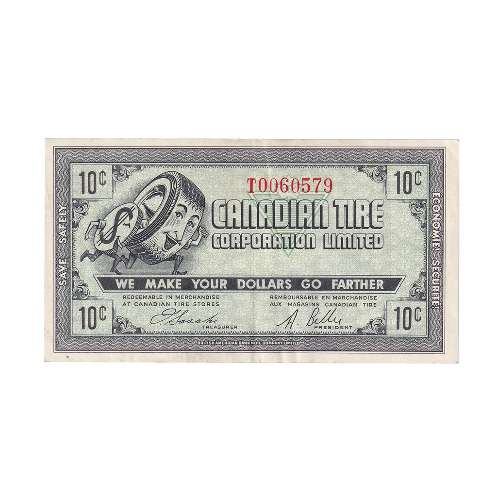 G7-B-T1 Large Serifs 1972 Canadian Tire Coupon 10 Cents Extra Fine