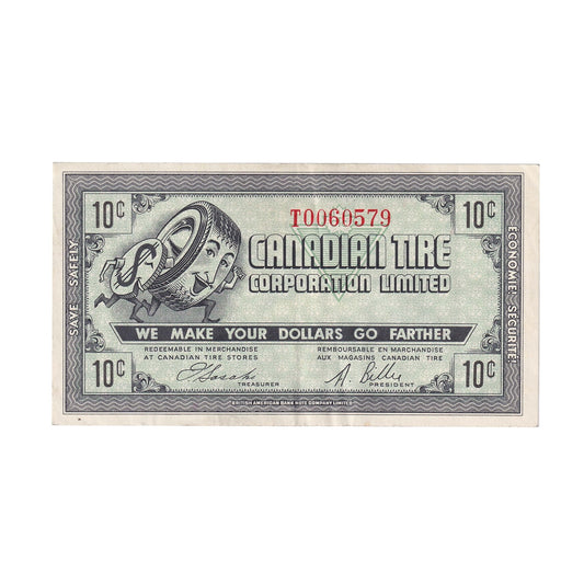 G7-B-T1 Large Serifs 1972 Canadian Tire Coupon 10 Cents Extra Fine