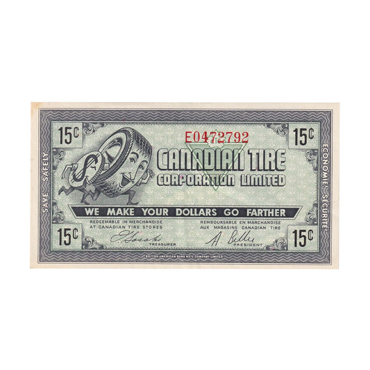 G7-C-E1 1972 Canadian Tire Coupon 15 Cents EF-AU