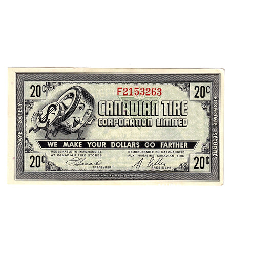 G7-D-F1 1972 Canadian Tire Coupon 20 Cents AU-UNC