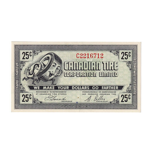 G7-E-C1 1972 Canadian Tire Coupon 25 Cents EF-AU
