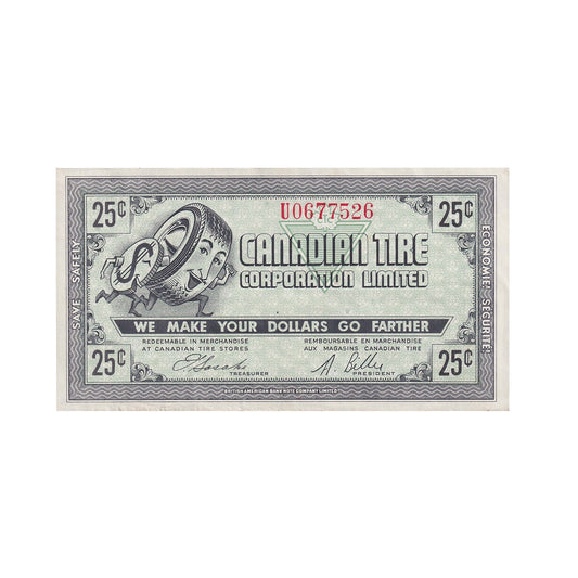 G7-E-U1 1972 Canadian Tire Coupon 25 Cents Almost Uncirculated