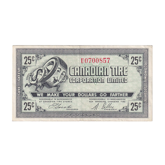 G7-E-U1 1972 Canadian Tire Coupon 25 Cents VF-EF
