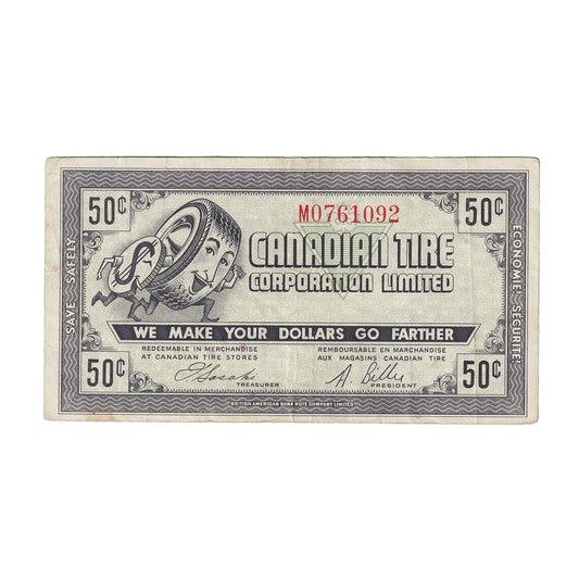 G7-J-M 1972 Canadian Tire Coupon 50 Cents Very Fine