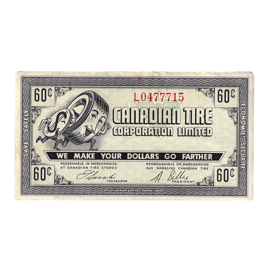 G7-K-L 1972 Canadian Tire Coupon 60 Cents Extra Fine
