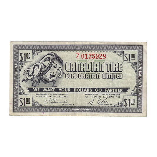 G7-L-Z 1972 Canadian Tire Coupon $1.00 VF-EF