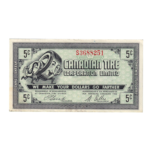 G8-A-S1 Plain S 1978 Canadian Tire Coupon 5 Cents AU-UNC