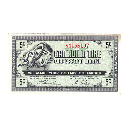 G8-A-S3b Inverted S 1978 Canadian Tire Coupon 5 Cents Almost Uncirculated