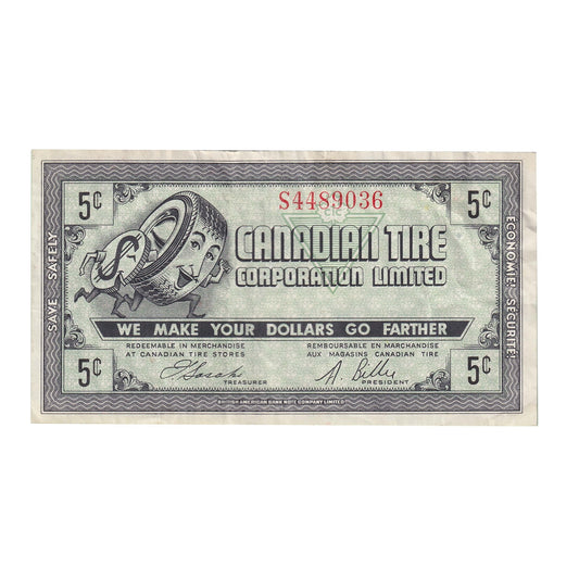 G8-A-S3b Inverted S 1978 Canadian Tire Coupon 5 Cents Very Fine