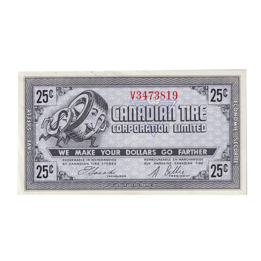G8-C-V1 Plain V 1978 Canadian Tire Coupon 25 Cents AU-UNC