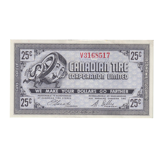 G8-C-V1 Plain V 1978 Canadian Tire Coupon 25 Cents Almost Uncirculated