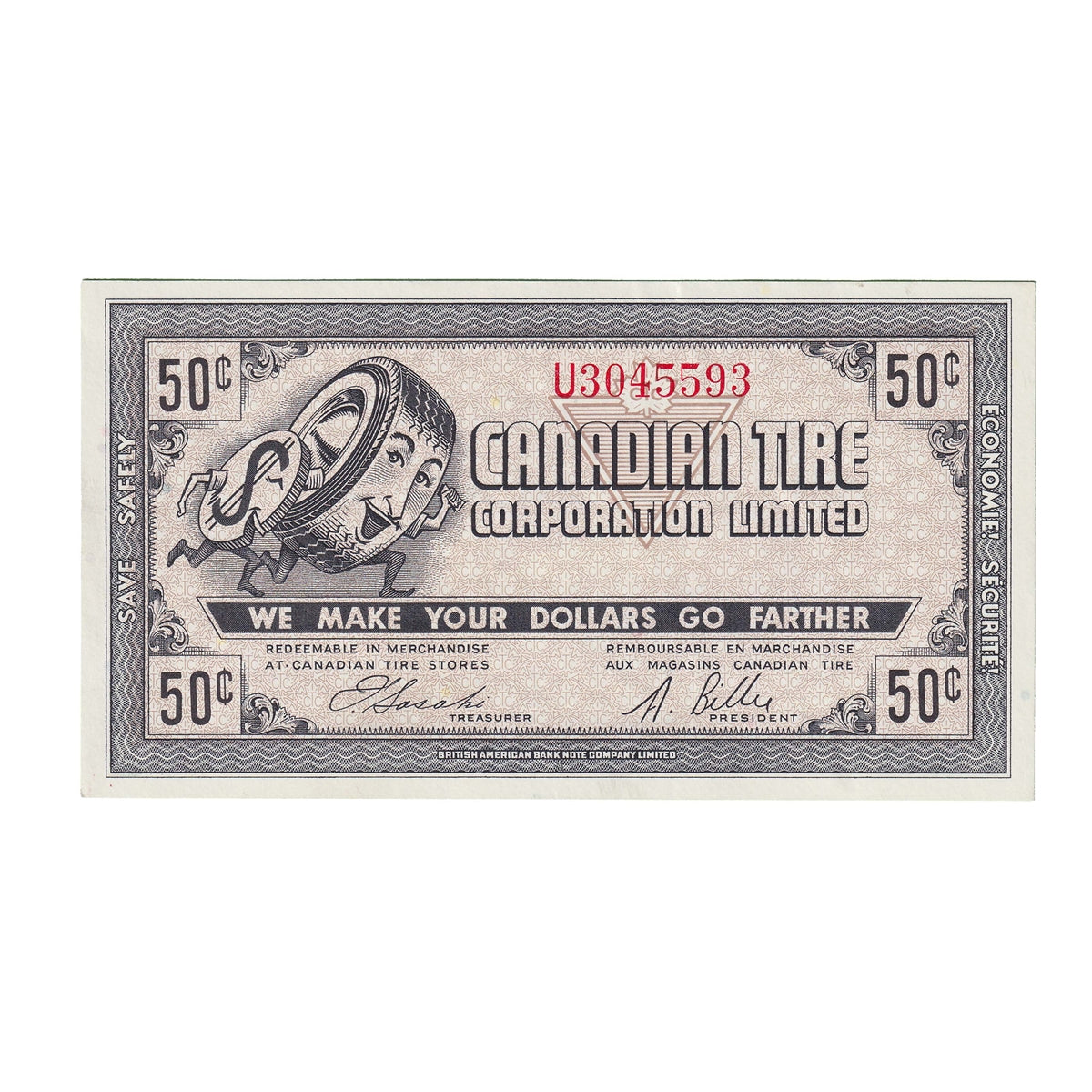 G8-D-U1 Plain U 1978 Canadian Tire Coupon 50 Cents AU-UNC