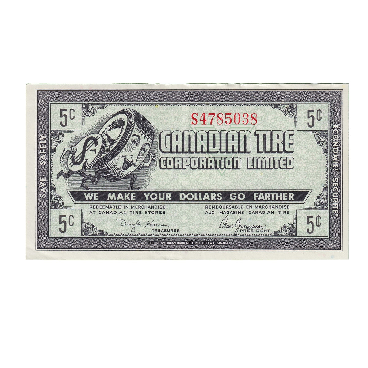 G9-A-S2b Inverted Serifs 1985 Canadian Tire Coupon 5 Cents Extra Fine