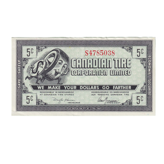 G9-A-S2b Inverted Serifs 1985 Canadian Tire Coupon 5 Cents Extra Fine