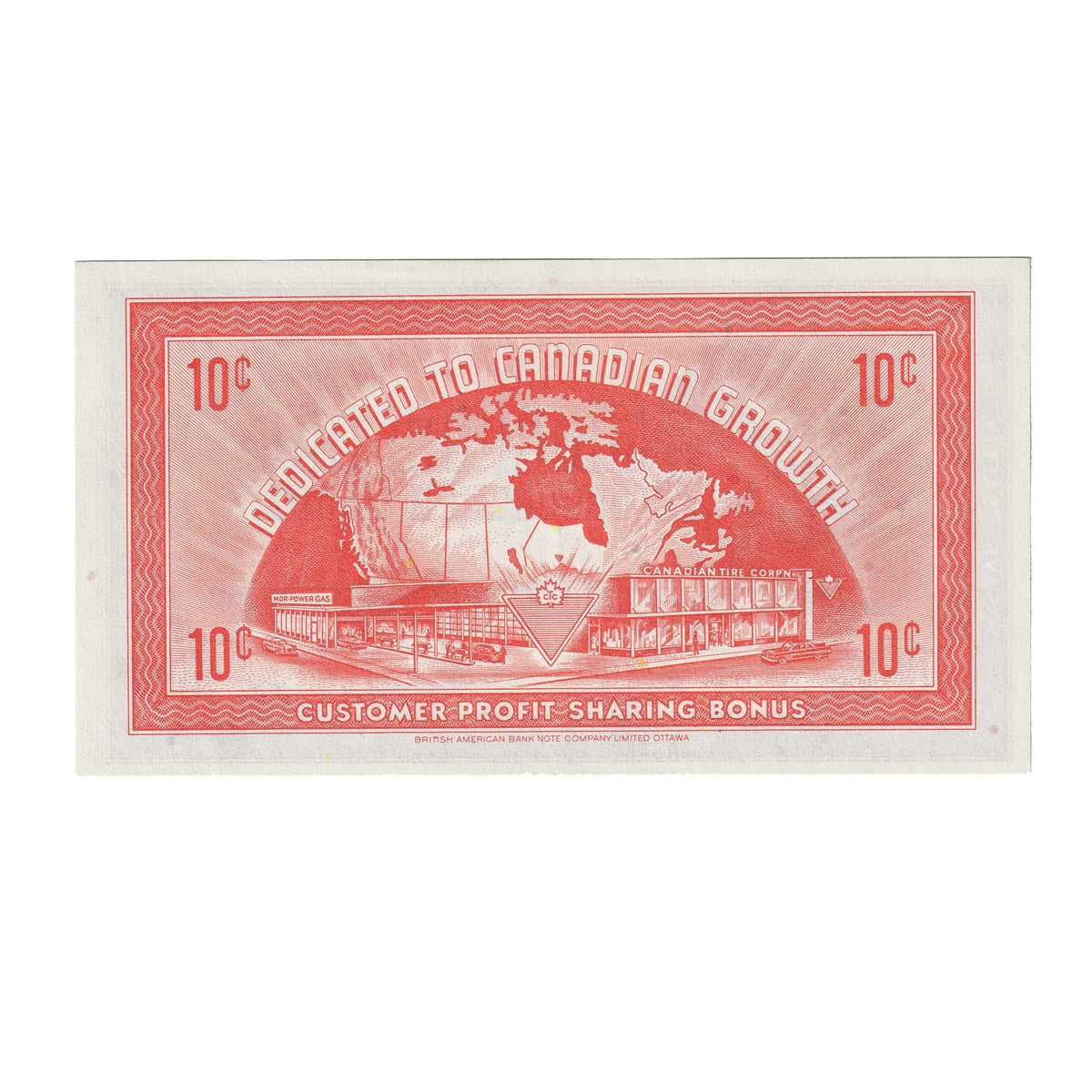 G9-B-T2 Small Serifs 1985 Canadian Tire Coupon 10 Cents AU-UNC