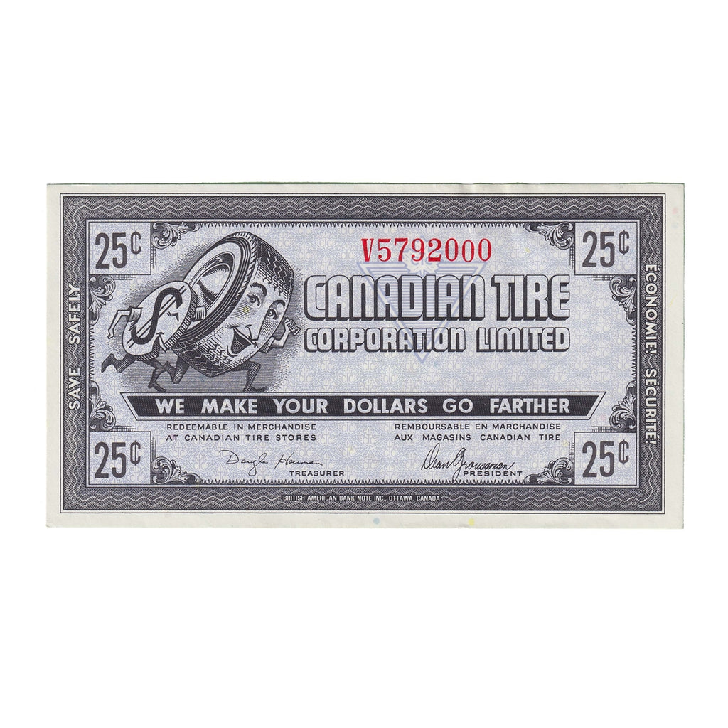 G9-C-V 1985 Canadian Tire Coupon 25 Cents AU-UNC