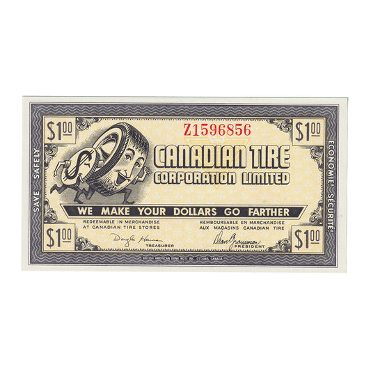 G9-E-Z1 Large Serifs 1985 Canadian Tire Coupon $1.00 Uncirculated