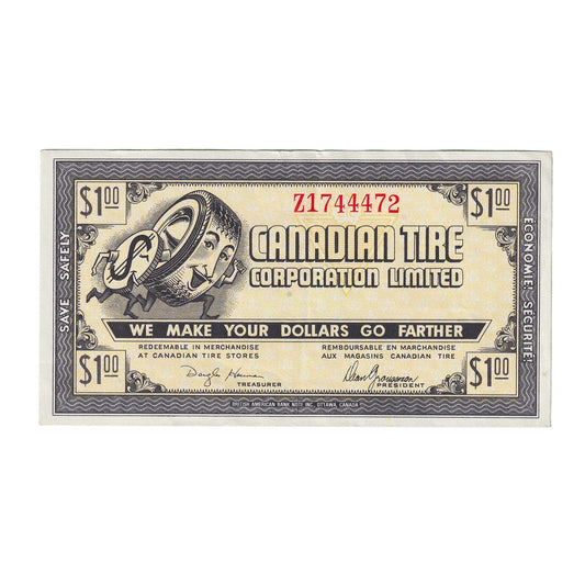 G9-E-Z1 Large Serifs 1985 Canadian Tire Coupon $1.00 Extra Fine
