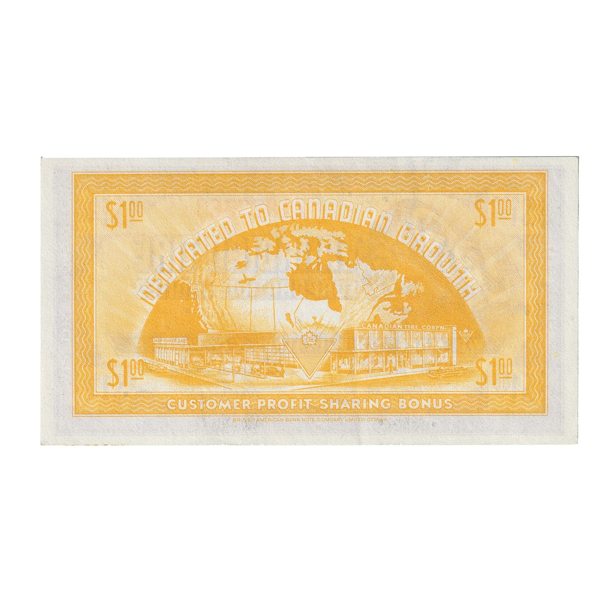G9-E-Z2 Small Serifs 1985 Canadian Tire Coupon $1.00 Almost Uncirculated