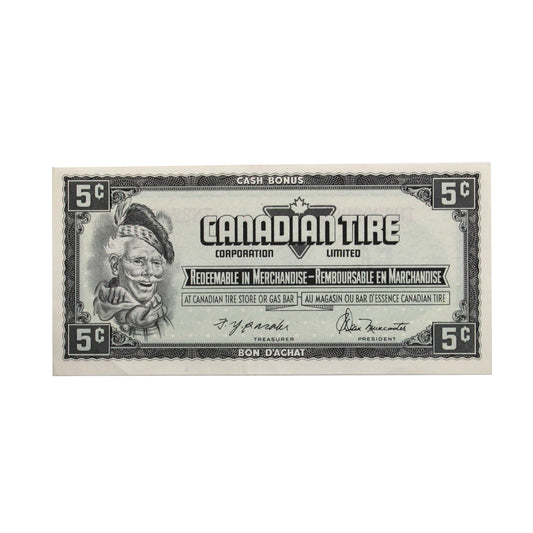 S4-B-TN1 1974 Canadian Tire Coupon 5 Cents Almost Uncirculated
