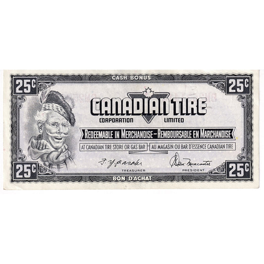 S4-D-BM2 Orange # 1974 Canadian Tire Coupon 25 Cents EF-AU