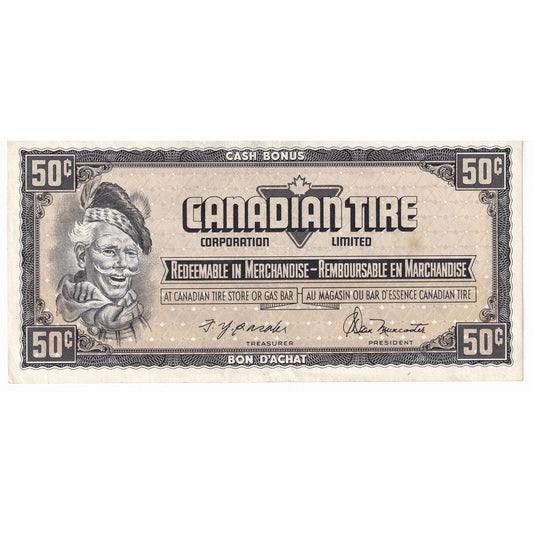 S4-E-ZN1 Red # 1974 Canadian Tire Coupon 50 Cents Extra Fine