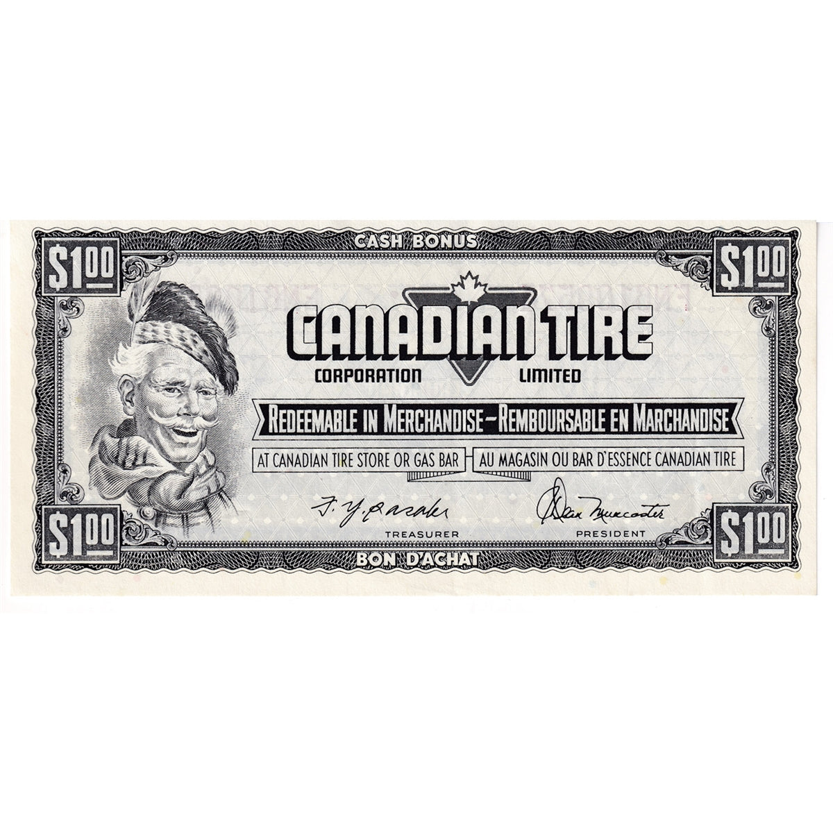 S4-F-FN 1974 Canadian Tire Coupon $1.00 EF-AU