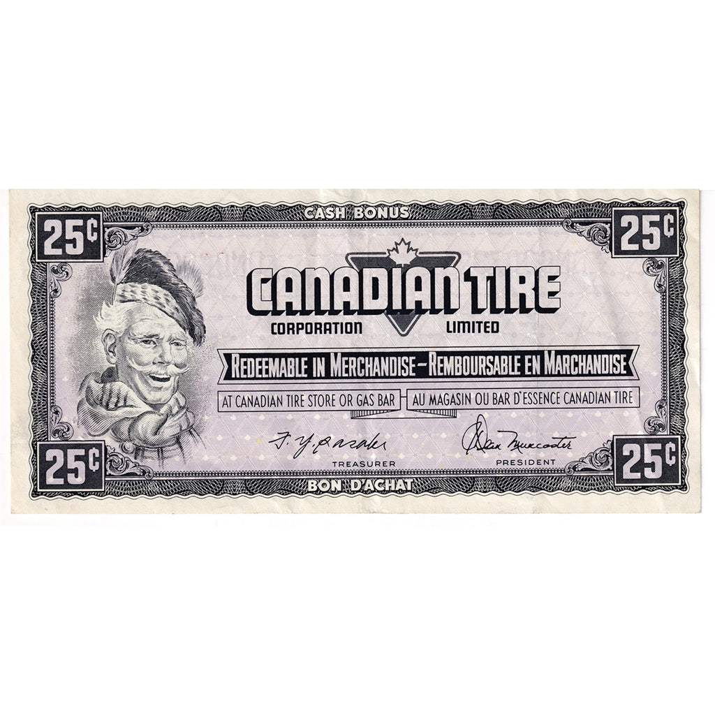 S4-Da-*DN Replacement 1974 Canadian Tire Coupon 25 Cents VF-EF (Holes)