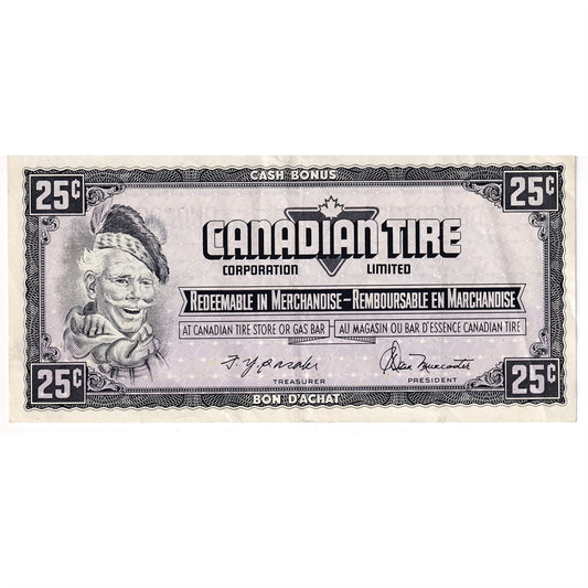 S4-Da-*DN Replacement 1974 Canadian Tire Coupon 25 Cents VF-EF (Holes)