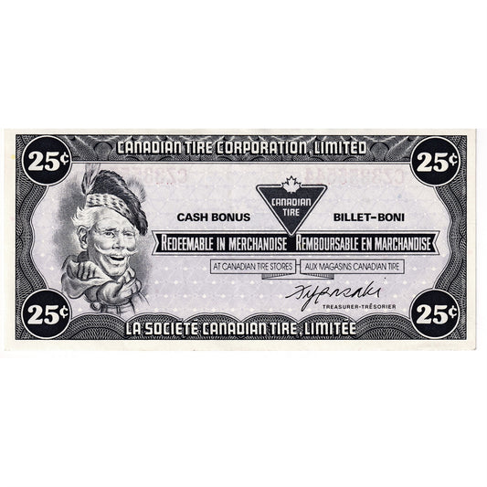 S6-D-CZ 1985 Canadian Tire Coupon 25 Cents Almost Uncirculated