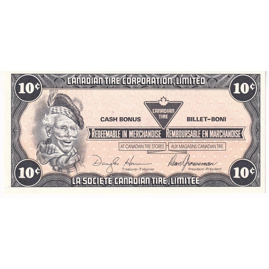 S8-C-BY2 Black C 1985 Canadian Tire Coupon 10 Cents Almost Uncirculated