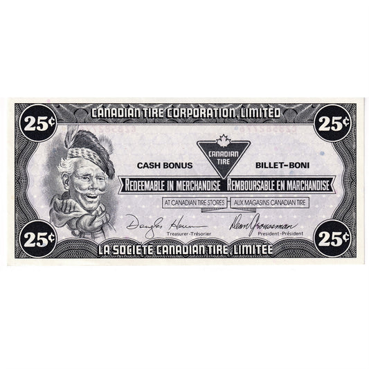 S8-D-CZ1 White C 1985 Canadian Tire Coupon 25 Cents AU-UNC