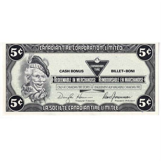 S9-B-AY1 1987 Canadian Tire Coupon 5 Cents Uncirculated