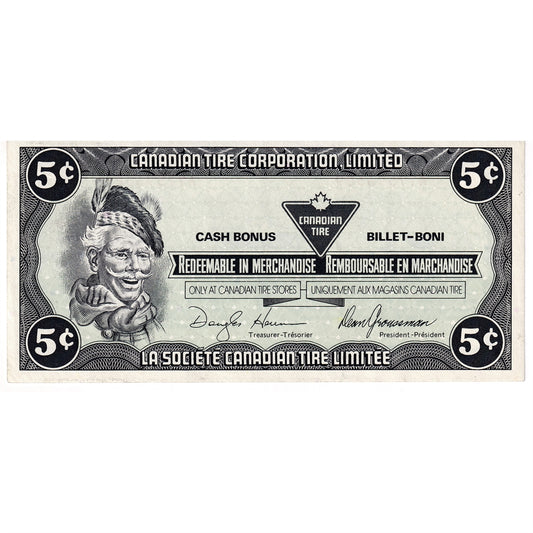 S9-B-AY2 Stretched # 1987 Canadian Tire Coupon 5 Cents Almost Uncirculated